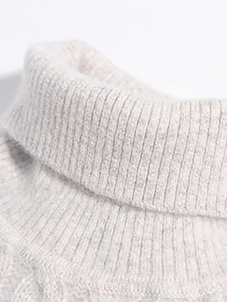 Kids Cable Knit Cashmere Turtleneck Sweater Warm Winter Pullover